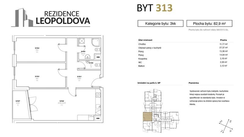 Prodej bytu 313 Rezidence Leopoldova