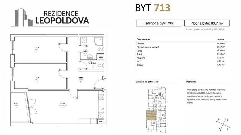 Prodej bytu 713 Rezidence Leopoldova