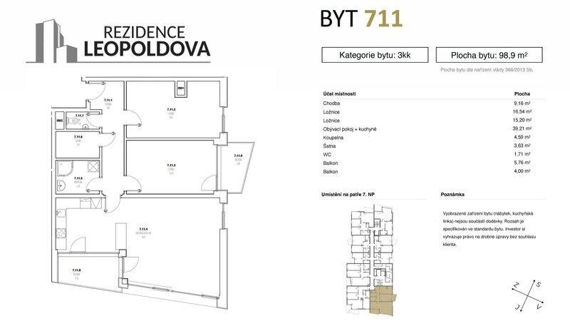 Prodej bytu 711 Rezidence Leopoldova