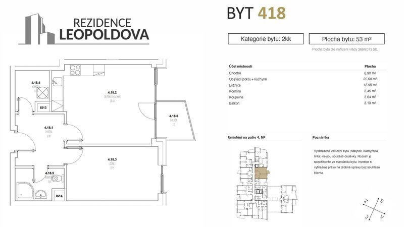 Prodej bytu 418 Rezidence Leopoldova