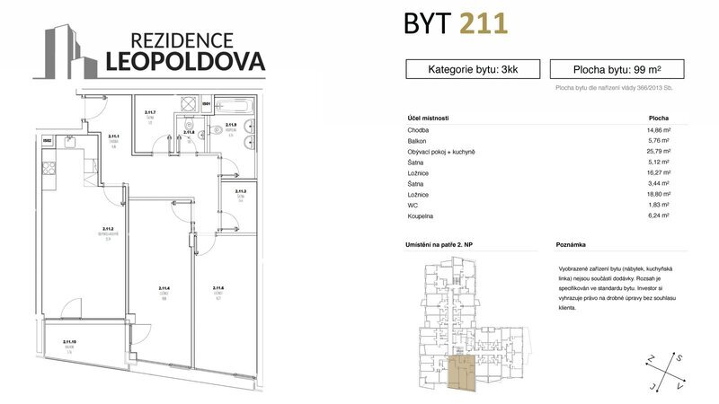 Prodej bytu 211 Rezidence Leopoldova