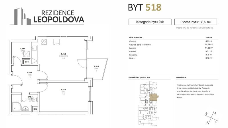 Prodej bytu 518 Rezidence Leopoldova