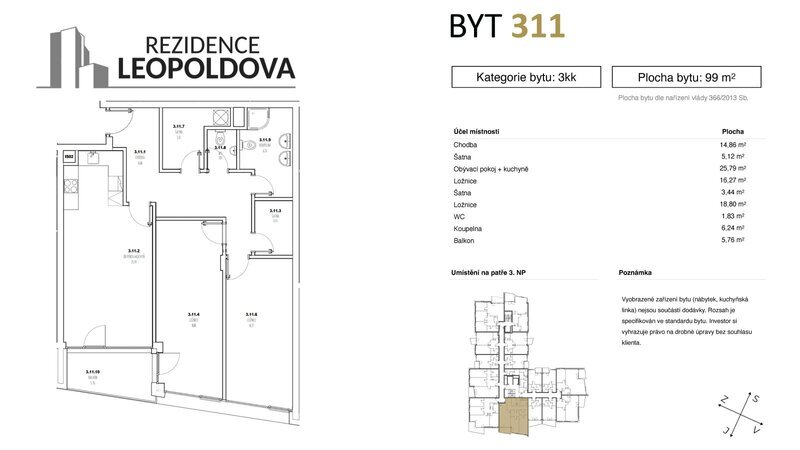 Prodej bytu 311 Rezidence Leopoldova