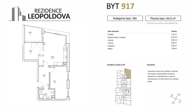 Prodej bytu 917 Rezidence Leopoldova