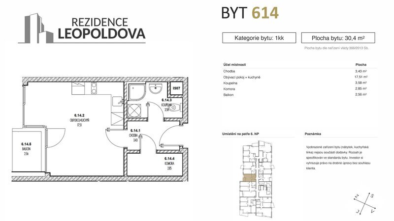 Prodej bytu 614 Rezidence Leopoldova