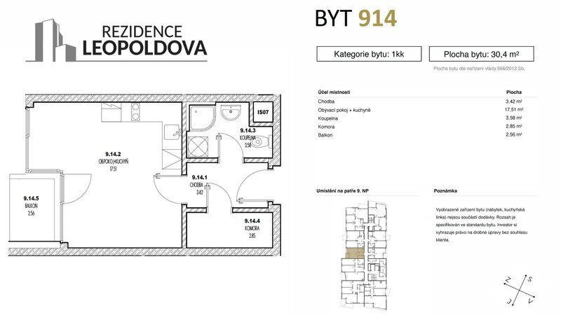 Prodej bytu 914 Rezidence Leopoldova