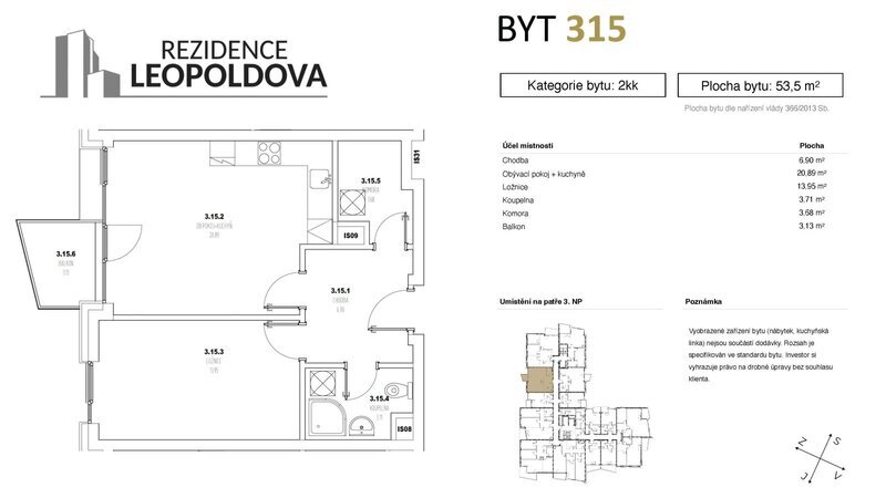 Prodej bytu 315 Rezidence Leopoldova