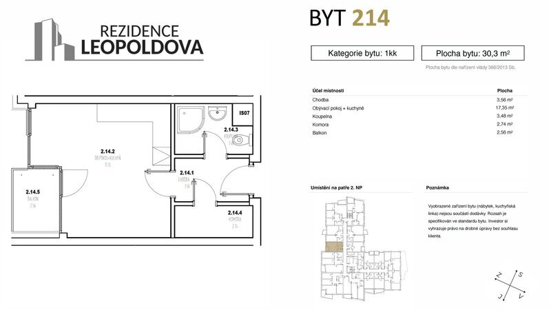 Prodej bytu 214 Rezidence Leopoldova