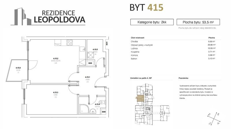 Prodej bytu 415 Rezidence Leopoldova