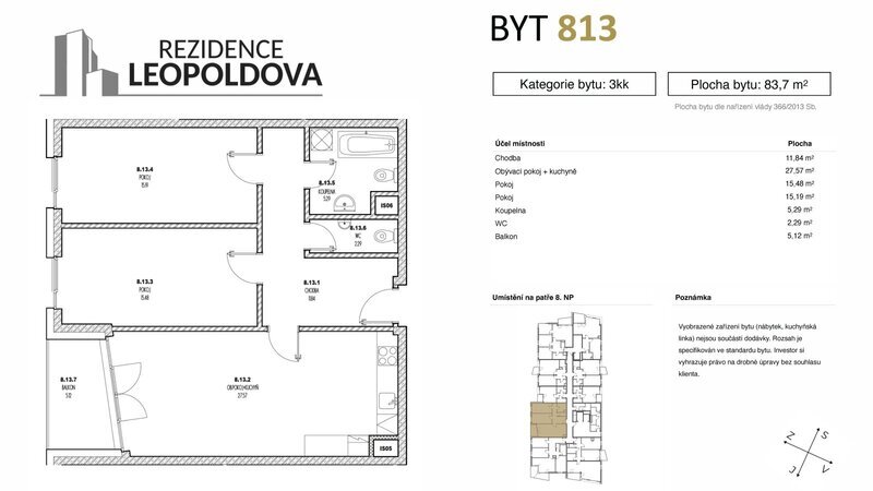 Prodej bytu 813 Rezidence Leopoldova