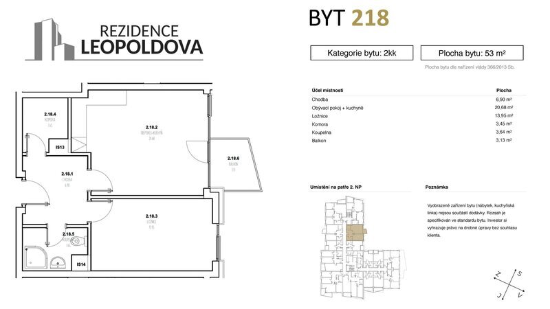 Prodej bytu 218 Rezidence Leopoldova