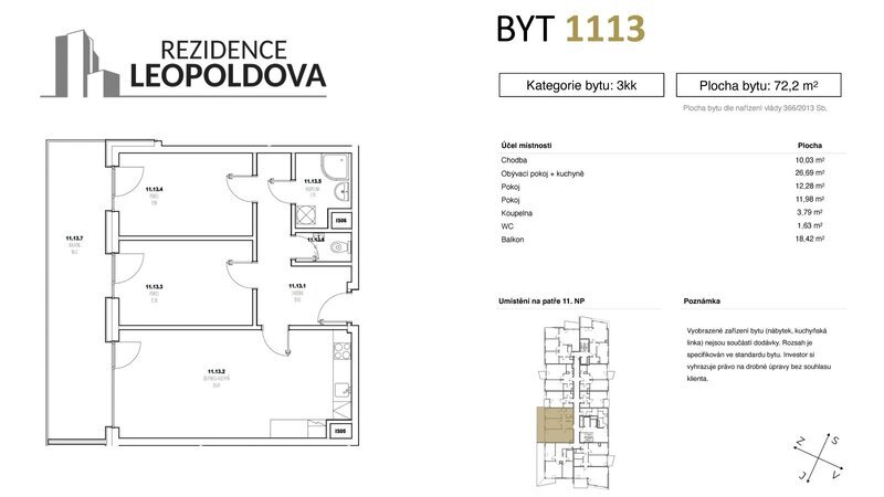 Prodej bytu 1113 Rezidence Leopoldova