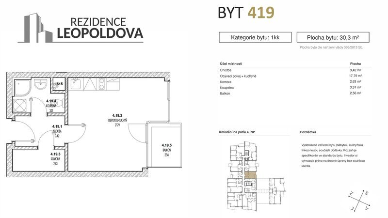 Prodej bytu 419 Rezidence Leopoldova