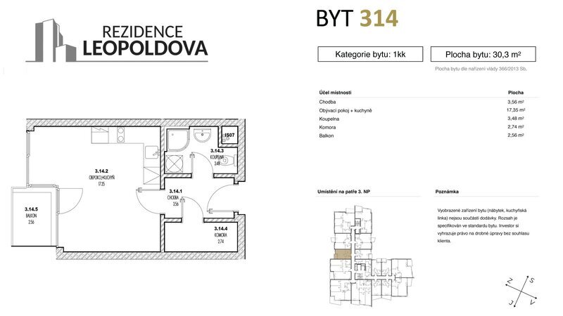 Prodej bytu 314 Rezidence Leopoldova