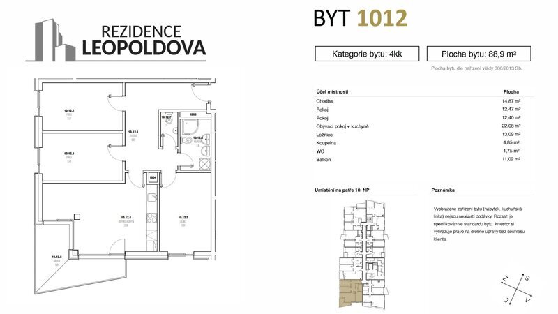 Prodej bytu 1012 Rezidence Leopoldova