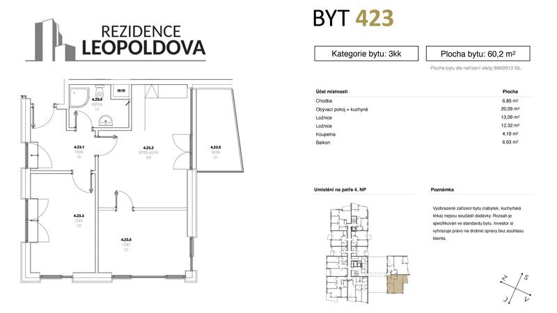 Prodej bytu 423 Rezidence Leopoldova