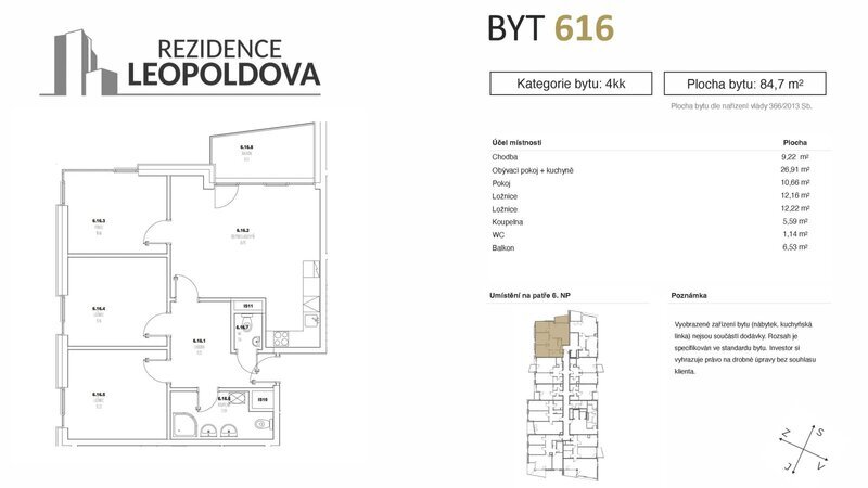 Prodej bytu 616 Rezidence Leopoldova