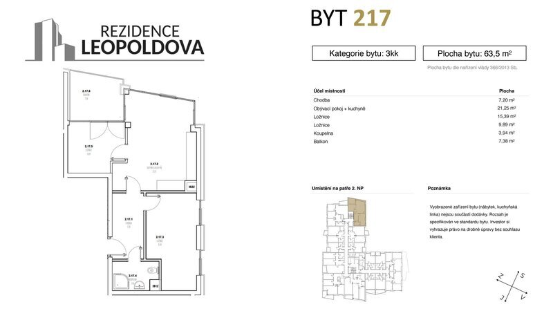 Prodej bytu 217 Rezidence Leopoldova