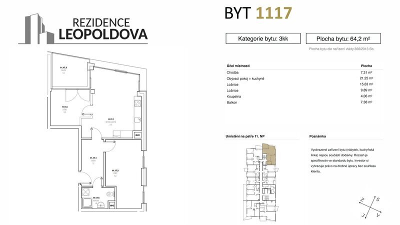 Prodej bytu 1117 Rezidence Leopoldova