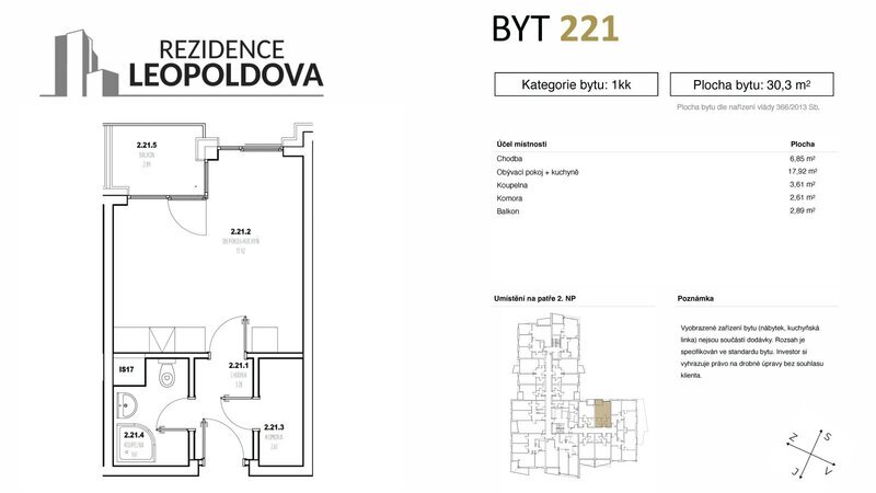 Prodej bytu 221 Rezidence Leopoldova