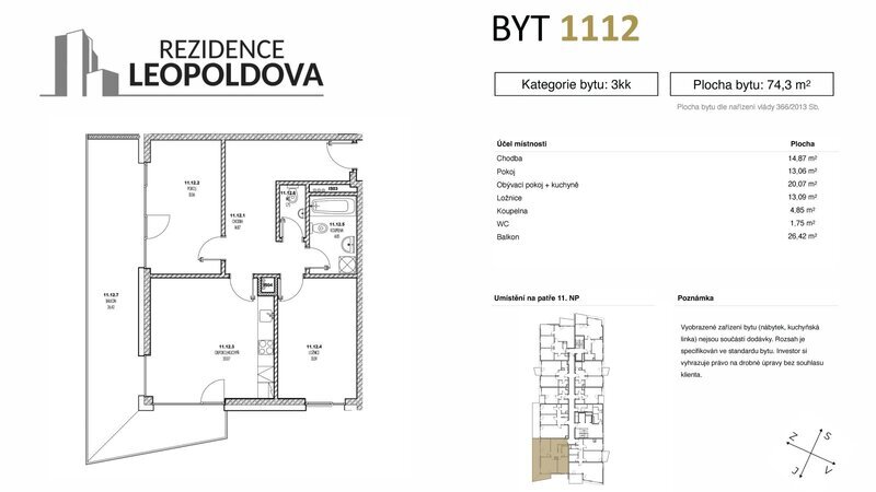 Prodej bytu 1112 Rezidence Leopoldova