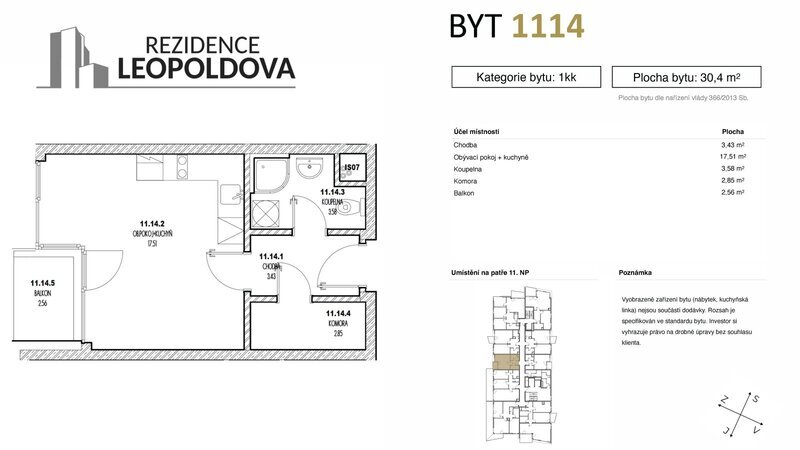 Prodej bytu 1114 Rezidence Leopoldova