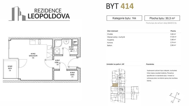 Prodej bytu 414 Rezidence Leopoldova