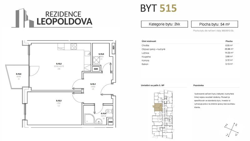 Prodej bytu 515 Rezidence Leopoldova