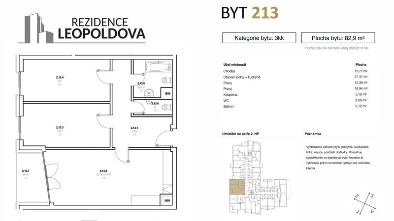 Prodej bytu 213 Rezidence Leopoldova