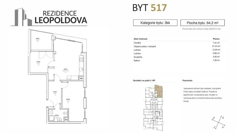 Prodej bytu 517 Rezidence Leopoldova