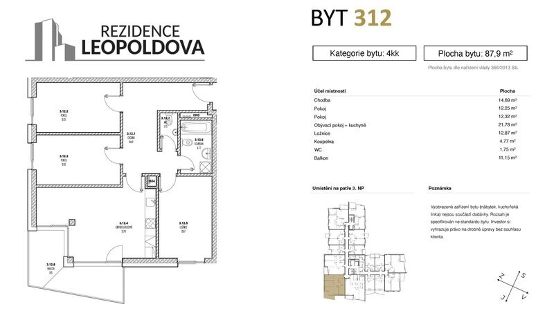 Prodej bytu 312 Rezidence Leopoldova