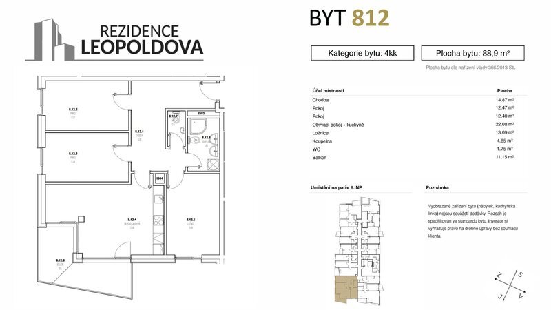 Prodej bytu 812 Rezidence Leopoldova