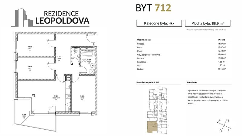 Prodej bytu 712 Rezidence Leopoldova