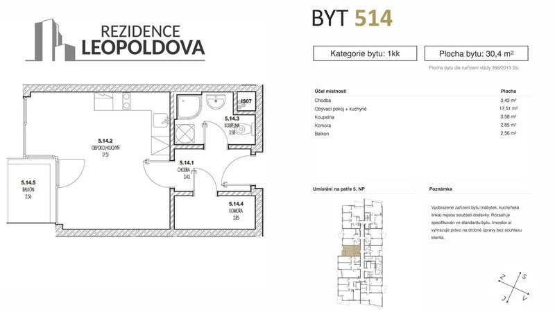 Prodej bytu 514 Rezidence Leopoldova