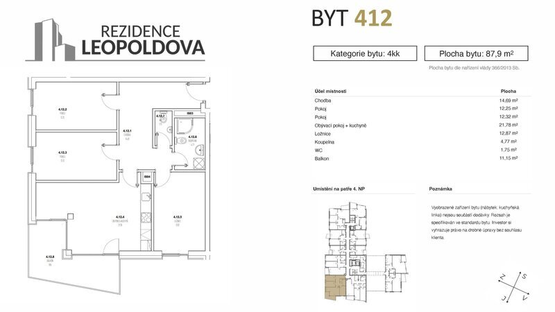 Prodej bytu 412 Rezidence Leopoldova