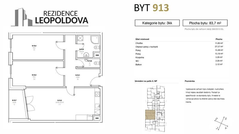 Prodej bytu 913 Rezidence Leopoldova