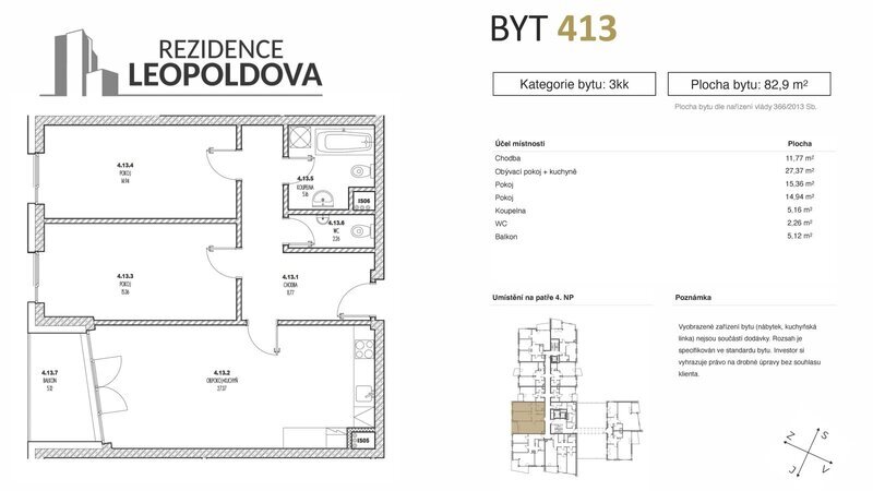 Prodej bytu 413 Rezidence Leopoldova