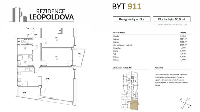 Prodej bytu 911 Rezidence Leopoldova